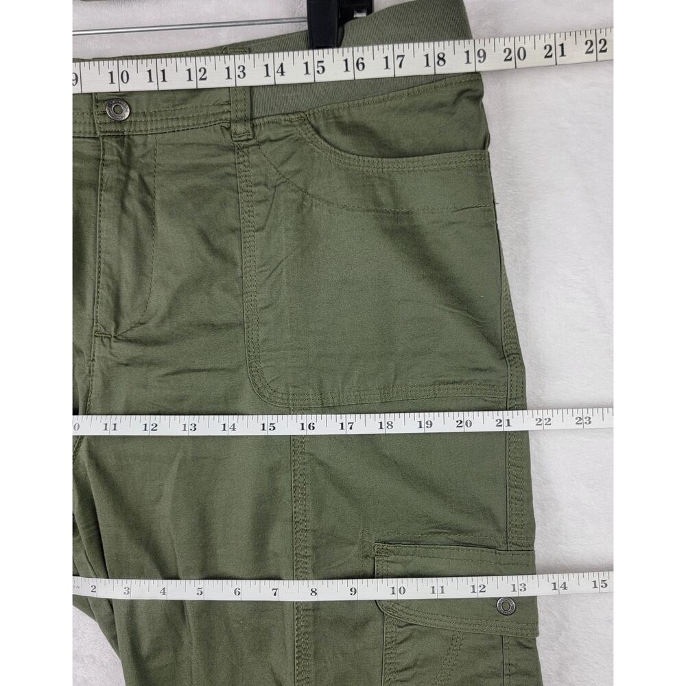 Sz 16 Cargo Capri Green Cuff Stretch Waist Band Vacation Casual Beach Cruise - Picture 7 of 9